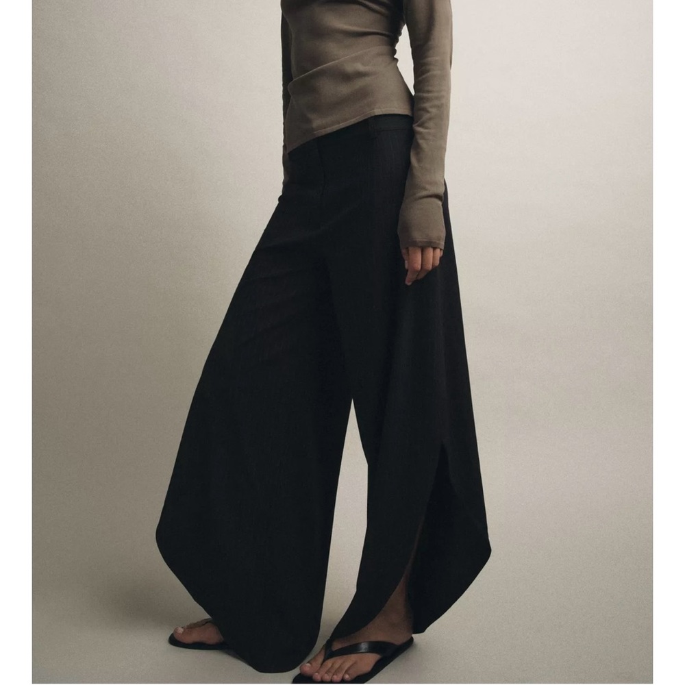 Zara Navy Wide-Leg Jumpsuit Pants